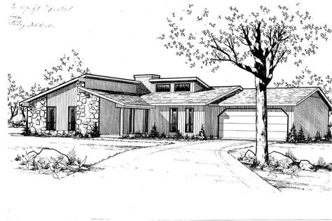 Midcentury House Plans, Mid Century Modern Floor Plans, Contemporary Elevation, Oasis Springs, Contemporary Style House, Small Floor Plans, Modern Floor Plans, Vintage House Plans, Modern Style House Plans