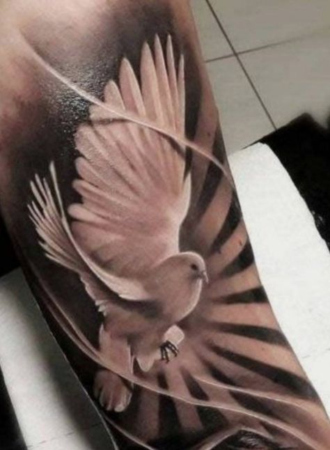 Realistic Dove Tattoo, Dove Tattoo Stencil, White Dove Tattoos, Aztec Tattoos Sleeve, Dove Tattoo Design, Vogel Tattoo, Dove Tattoos, Heaven Tattoos, Christ Tattoo