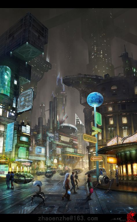 ArtStation - street , Enzhe Zhao Biopunk City, Paradis Sombre, Scifi City, Futuristic Cityscape, Sci Fi Landscape, Sci Fi City, World Street, Cyberpunk City, Arte Cyberpunk