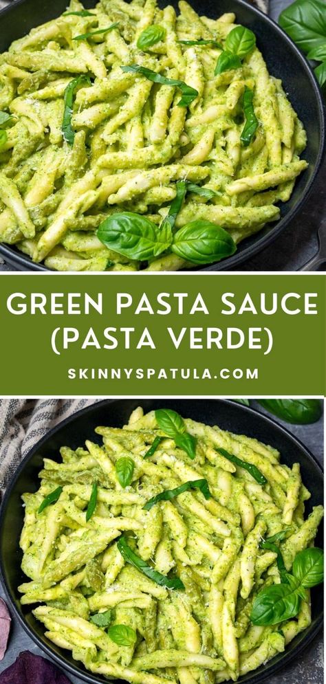 Vegetable Based Pasta Sauce, Green Pasta Recipe Healthy, Green Tomato Pasta Sauce Recipes, Broccoli Spinach Pasta Sauce, Tomatillo Pasta Sauce, Pasta With Green Sauce, Vegan Green Pasta Sauce, Creamy Green Pasta Sauce, Basil Pasta Sauce Recipes