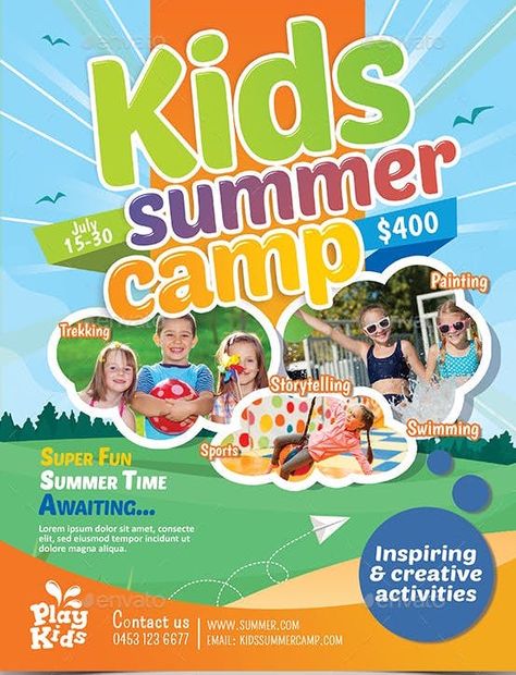 10 beautiful summer camp flyer templates | The JotForm Blog Camp Poster Design, Camp Poster, Kids Summer Camp, Camp Flyer, Summer Camp Themes, Festival Flyer, Summer Camps For Kids, Word Free, Magazines For Kids