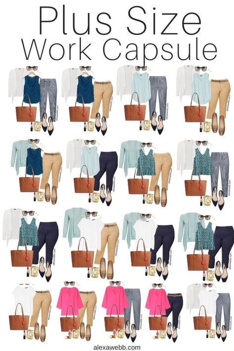 Plus Size Summer Work Capsule Wardrobe - Alexa Webb Summer Work Capsule Wardrobe, Summer Work Capsule, Work Capsule Wardrobe, Plus Size Capsule Wardrobe, Hijab Summer, Business Casual Dress Code, Work Capsule, Outfits Hijab, Capsule Wardrobe Work