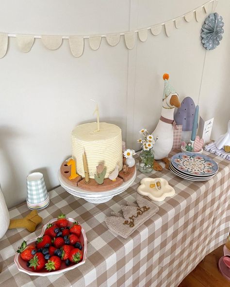 rebecca 🍂 (@mrsrebeccamuir) • Instagram photos and videos Whimsical Outdoor Party, Lowkey First Birthday, First Birthday Party At Home, Simple 1 Year Birthday Party, Affordable Baby Shower Ideas, Organic Party Decor, Maileg Birthday Party, Old Fashioned Birthday Party, Simple Kids Party