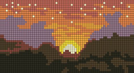 Patterns page 35 | BraceletBook Nature Alpha Pattern, Nature Pixel Art, Pixel Art Nature, Sunset Pixel Art, Melty Bead Designs, Cross Stitch Cushion, Make Friendship Bracelets, Pixel Art Templates, Pixel Crochet