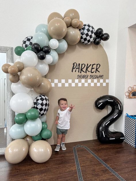 Parker's Two Fast! Two Fast Party Backdrop, First Birthday Cars Theme, Two Fast Decorations, Two Fast Balloon Garland, Two Fast Backdrop, 2 Birthday Boy Themes, 2nd Birthday Themes For Boys, Baby Boy 2nd Birthday Ideas, Boy 2nd Birthday Theme