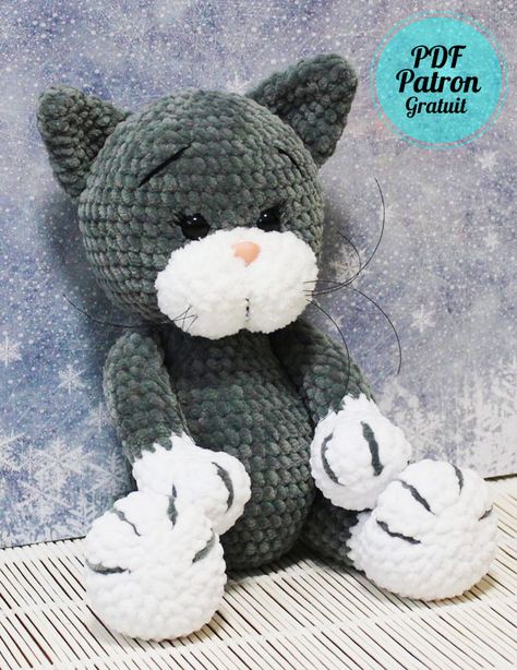 Amigurumi Chat de velours Meow au Crochet PDF Gratuit - Amigurumibox Cat Amigurumi Free Pattern, Crochet Dog Sweater Free Pattern, Crochet Dog Sweater, Crochet Cute, Crochet Cat Pattern, Cat Amigurumi, Crochet Animals Free Patterns, Crochet Bebe, Bobble Stitch