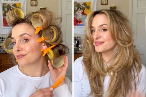 This is a guide to using Velcro hair rollers. Learn how to use Velcro hair rollers to get big bouncy curls with this step-by-step hair tutorial. Embroidered Scrunchie, Crochet Shoes Free Pattern, Hair Rollers Tutorial, Velcro Hair Rollers, Big Hair Rollers, Big Bouncy Curls, Blowout Hair Tutorial, Roller Curls, Velcro Rollers