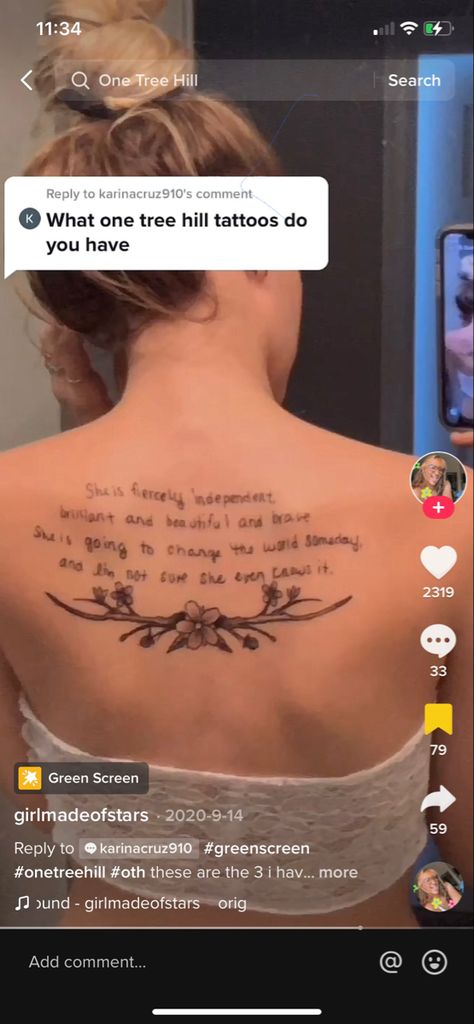 One Tree Hill Tattoos Ideas, One Tree Hill Tattoos, Hill Tattoo, Brooke Davis, Tree Hill, One Tree Hill, Tattoos Ideas, One Tree, Best Shows Ever