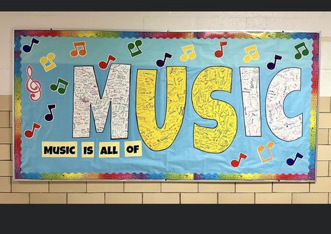 Orchestra Bulletin Boards, Music Class Door Decor, Spring Music Bulletin Boards, Choir Bulletin Board Ideas, Back To School Music Bulletin Boards, Music Teacher Bulletin Boards, Band Bulletin Boards, Music Bulletin Boards Elementary, Music Bulletin Board Ideas