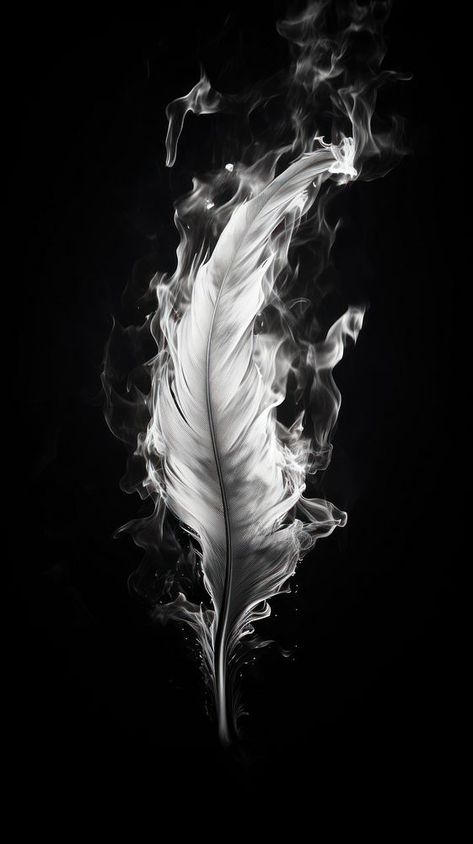 Feather Photography Amazing Photos, Dark Feathers Aesthetic, Fire Black And White Aesthetic, Black Wallpaper Aesthetic Background, Feather Aesthetic Wallpaper, Black And White Aesthetic Posters, Wings Black Background, Wings Concept Art, Phoenix Feather Tattoo