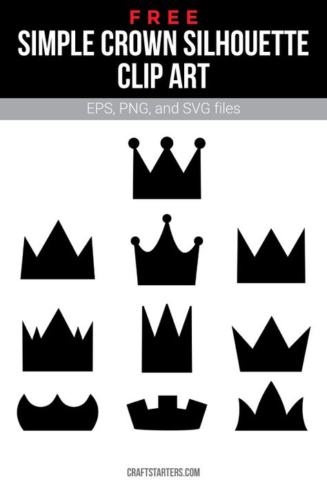 Crown Sillouhette, Free Crown Svg, Wanda Hair, Crown Svg Free, Crown Cutout, Crown Simple, Crown Clip Art, Simple Crown, Wicked Party