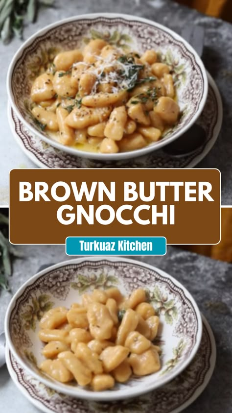 Turkuaz Kitchen Brown Butter Gnocchi Gnocchi With Brown Butter And Sage, Gnocchi Recipes Brown Butter, Potatoe Gnocchi, Brown Butter Gnocchi, Butter Gnocchi, Kitchen Brown, Parmesan Cheese Potatoes, Gnocchi Recipe, Truffle Butter