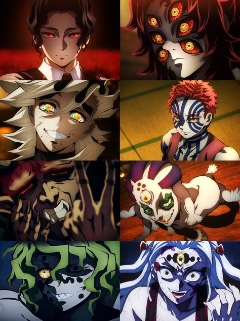 Demon Slayer All Upper Moon Demons, All Upper Moon Demons, All Upper Moons, Demon Slayer 12 Kizuki, Demon Slayer Upper Moon 6, Kny Upper Moons, Demon Slayer Uppermoons, Upper Moon Demon Slayer, Demon Slayer Theme