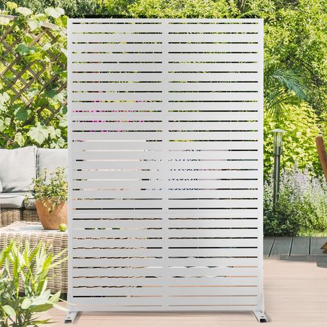 PRICES MAY VARY. High Quality Material: Anti-rust and waterproof with long service life. It is made of 2mm galvanized steel and coated with a strong and scratch-resistant powder, which makes it sturdy and durable. Specifications: Each package contains three separate privacy screens, and an assembleable set of stands. Screw accessories will be sent with the package. So it will be easy for you to install it together. Various Choices: We have a variety of graphic screens, you can choose according t Porch Privacy Screen, Porch Privacy, Metal Privacy Screen, Metal Fence Panels, Privacy Fence Screen, Dimensional Wall Art, Metal Pattern, Fence Screening, Privacy Walls