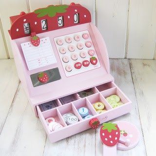 NEW Mother Garden Wooden Strawberry Cash Register Selling Price : RM128.00 Please enquire for stock availability Handcrafted and paint... Mother Garden Strawberry, Candy Station Wedding, Notepad Template, Garden Strawberry, Mother Garden, Strawberry Kitchen, Candy Station, Strawberry Decorations, Kawaii Toys