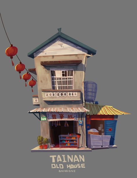 Object Rendering, Cartoon Building, Mises En Page Design Graphique, Asian Restaurant, 귀여운 음식 그림, Box House, Cartoon House, Building Illustration, Low Poly Art