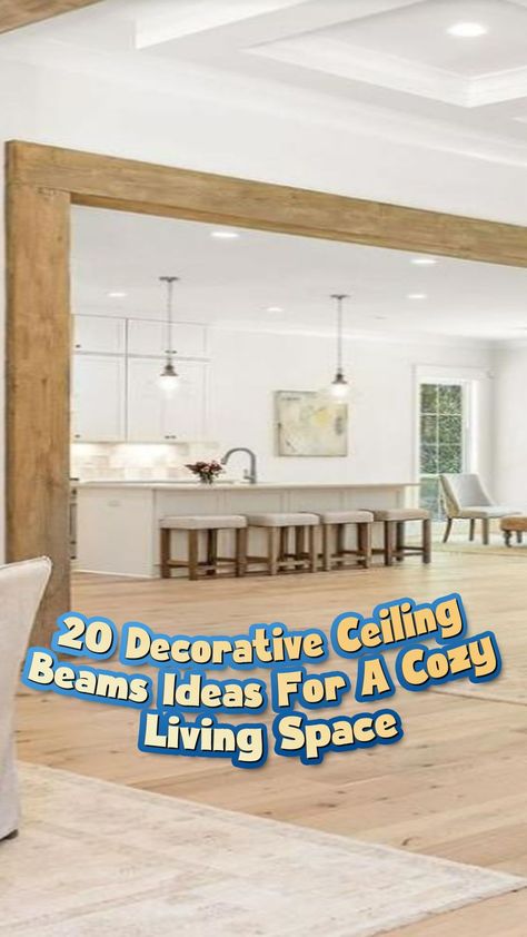 There are quite a lot of references and ideas for a decorative ceiling beam design that might be overwhelming to choose from. Therefore, we have curated 20 amazing decorative ceiling beams ideas that will no doubt turn your space into a cozy living space. Ceiling Faux Beams Living Room, Beams On Sloped Ceiling, Supporting Beam In Living Room, Header Beam Ideas, Cathedral Ceilings With Wood Beams, Dark Beams Ceiling, Foe Beams Ceiling, Low Ceiling Beams Living Room, Ceiling Beams For Low Ceilings