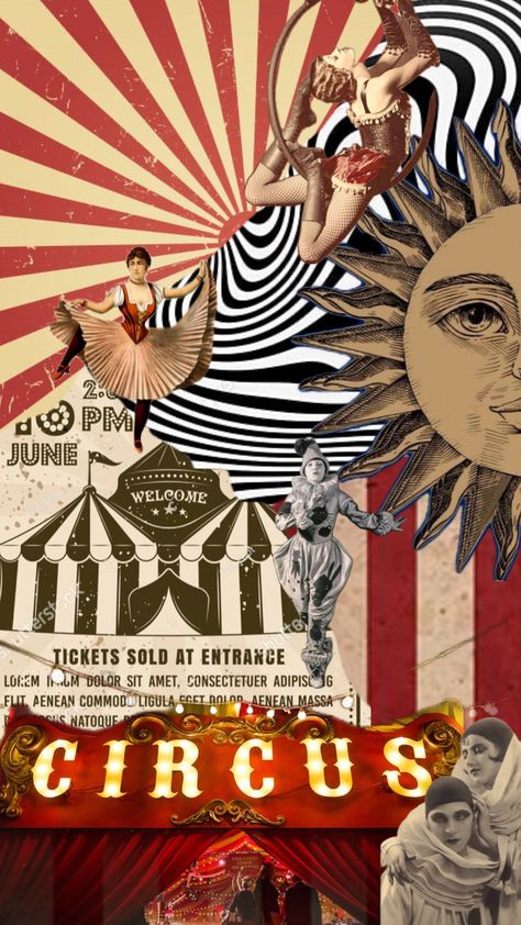 #circus #1920s #1900s #wallpaper #collage #background #collageart #clown #circusaesthetic #theatre 1900s Wallpaper, Circus Wallpaper, Circus Background, Haunted Carnival, Circus Aesthetic, Dark Circus, 1920s Party, Art Advice, Circus Poster