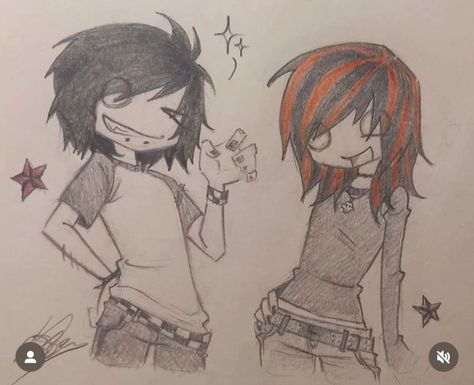 Scenemo Art Style, Scenecore Drawing Base, Emo Pfp Drawing, Emo Hair Drawing Reference, Emo Hairstyles Drawing, Scene Poses Drawing, 2000 Emo Art Style, How To Draw Scene Hair, Emo Artstyle 2000s Base