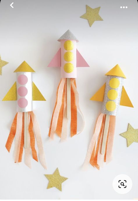 Paper Rocket Ship, Rocket Ship Craft, Paper Rocket, Paper Rockets, Rocket Craft, Diy Rocket, Fun Activity For Kids, Toilet Roll Craft, Ship Craft