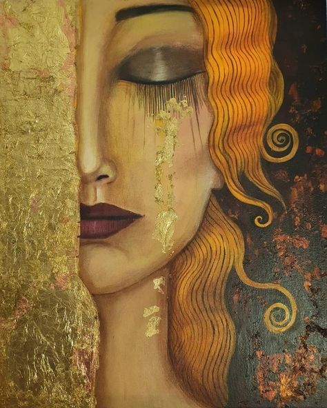 Paintings In Depth on Instagram: “"Freya's Tears of Gold" By,Gustav Klimt (Austrian , 1879-1972) Marie Zimmermann (Austrian, 1862 – 1918) Gustav Klimt was an Austrian…” Tears Of Gold, Klimt Women, Golden Tears, Gustav Klimt Art, Klimt Art, Art Deco Print, Art Masters, Gustav Klimt, Vintage Art Deco