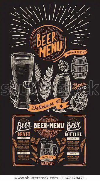 Beer Restaurant Design, Beer Menu Design, Restaurant Cafe Design, Beer Bar Design, Beer Restaurant, Menu Sans Gluten, Herbalife Shake Recipes, Beer Menu, Food Menu Template