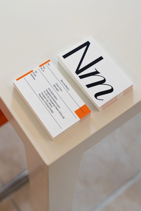 Brand identity design by Eunsun Park for ‘Nm’, a Korean bar and bistro Minimal Logo Design Inspiration Branding, Bussnis Card Design, Luxury Business Card Design, Luxury Business Card, Business Cards Layout, Name Card Design, Minimal Business Card, Business Card Inspiration, 카드 디자인