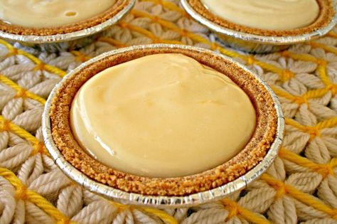 Meyer Lemon Pie (No Bake and 2 ingredients) Individual Coconut Cream Pie, Mini Cream Pies, Lemon Pie No Bake, Mini Coconut Cream Pies, Meyer Lemon Pie, No Bake Lemon Pie, Pie No Bake, Lemon Pie Recipe, 2 Ingredient Recipes