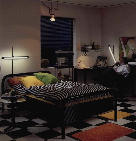 Tokyo Apartment Interior, Ikea 90s, Furniture Editorial, 1980s Interior Design, 80s Bedroom Decor, 90s Interior, 80s Interior Design, Maximalist Interior Design, 80s Room