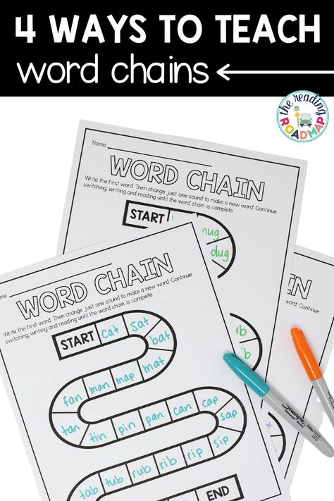 Word Chains, Upper Elementary Reading, Phonological Awareness Activities, First Grade Phonics, Phonics Rules, Reading Specialist, 2nd Grade Reading, Phonological Awareness, First Grade Reading