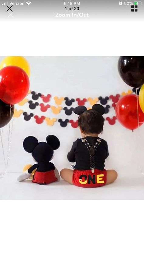 Mickey Mouse Theme Photoshoot, Mickey Mouse Smash Cake Photoshoot, Mickey Mouse Birthday Decorations, Mickey First Birthday, Mickey 1st Birthdays, Mickey Mouse Bday, Twodles Birthday, Mickey Mouse Themed Birthday Party, Mickey Mouse First Birthday