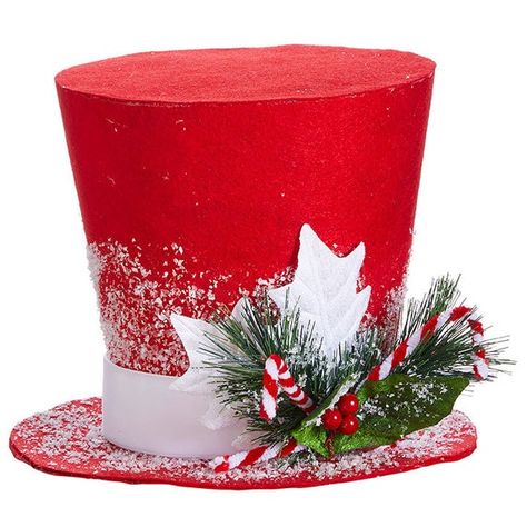 Top Hat Tree Topper, Red Top Hat, Hat Tree, Christmas Decorations Centerpiece, Candy Cane Christmas Tree, Raz Imports, Tree Topper Bow, Buffalo Plaid Christmas, Indoor Christmas Decorations