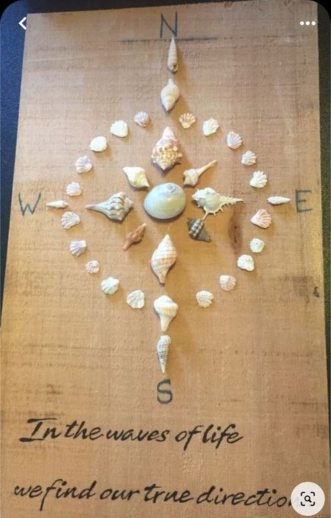 Compass Rose Art, Sea Shell Ideas, Seashell Ideas, Seashell Art Diy, Sea Shells Diy, Shell Projects, Beach Themed Crafts, Coastal Crafts, Art Coquillage