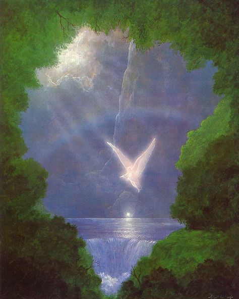 Marco on Instagram: “current favorite painting 🕊 “Angel Falls” by Gilbert Williams” Gilbert Williams, Magick Art, Type Shi, Fairy Aesthetic, White Dove, Tableau Art, Visionary Art, Black Milk, Ethereal Art