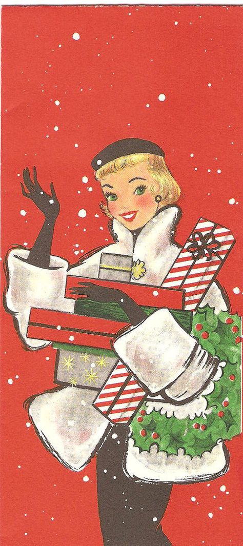 Hands down one of my favorite vintage Christmas card (image) finds of the year so far. Vintage Cartoons, 1950s Christmas, Hello December, Vintage Christmas Images, Noel Christmas, Vintage Christmas Cards, Vintage Greeting Cards, Christmas Illustration, Christmas Love