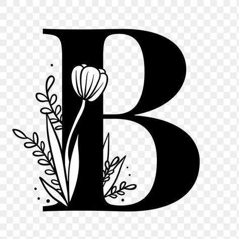 B Drawing Letter, Letter B Embroidery, The Letter B Design, Letter B Drawing, Letter B Design, Botanical Capital Letter, B Letter Images, Alphabet Typography, Lettering Styles Alphabet