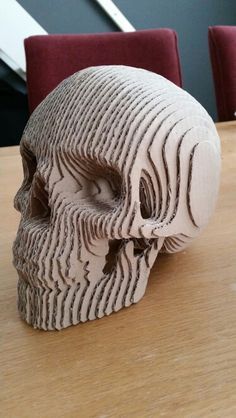 Card Board Sculptures, Cardboard Statue, Cardboard Skull, Cardboard Props, Board Crafts, Diy Skulls, Skull Model, Cardboard Sculpture, 3d Skull