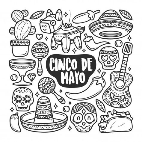 Cinco de mayo iconos dibujado a mano doo... | Premium Vector #Freepik #vector Icons Hand Drawn, Graffiti Lettering Fonts, Graffiti Doodles, Flash Tattoo Designs, Doodle Art Journals, Doodle Coloring, Easy Doodle Art, Kawaii Doodles, Doodle Art Designs