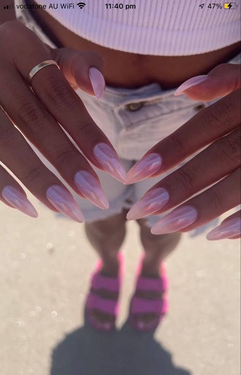 Vacay Nails Coffin, Nails For Spring Break 2024, Puerto Rico Vacation Nails, Nails November 2022, Holographic Pink Nails, Pink Holographic Nail Designs, Nails For Miami, Bahamas Nail Ideas, Nails For A Cruise