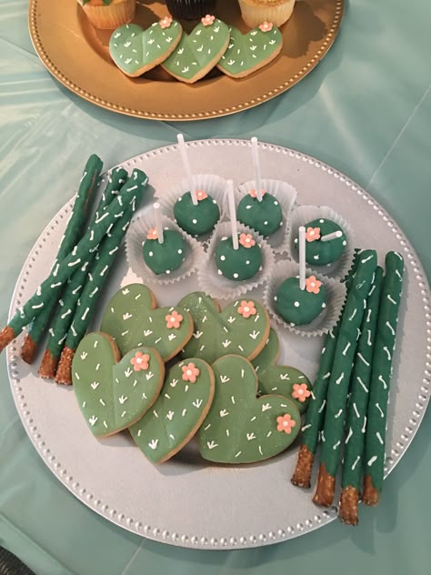 Plant Theme Gender Reveal, Cowgirl Theme Bridal Shower Ideas, Boho Cactus Cake, Bridal Shower Desert Theme, Cactus Theme Party Decoration, Desert Cowgirl Party, Succulent Themed Party Food, Cactus Theme Wedding, Plants Birthday Theme