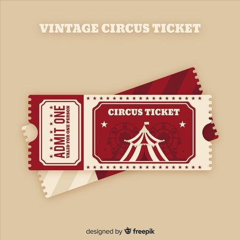 Circus Ticket, Red Ticket, Prom Tickets, Circus Tickets, Fair Tickets, Circus Design, Voucher Design, Vintage Ticket, Ticket Design