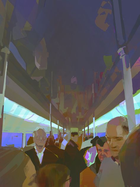 ArtStation - Metro Reflections, Tomas Osang Muir Urban Painting, Travel Film, Paris Metro, Go With The Flow, Creative Illustration, Urban Sketching, Environment Concept Art, Comic Illustration, Portrait Inspiration