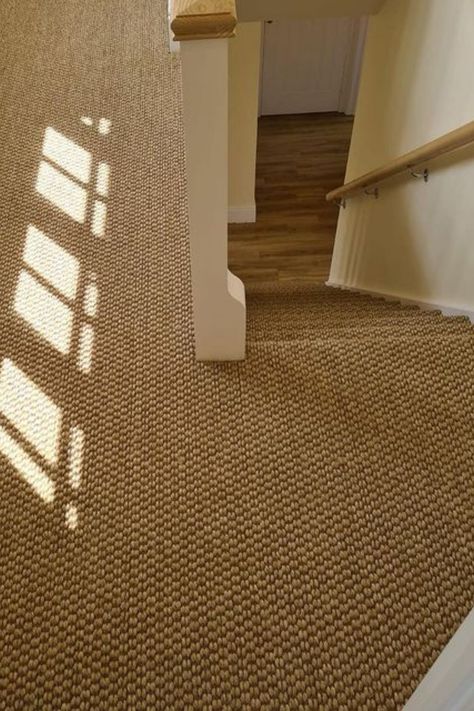 Sisal Carpet Hallway, Sisal Bedroom, Sisal Carpet Bedroom, Sisal Stairs, Rug Next To Bed, Carpeted Living Room Ideas, Wool Sisal Carpet, Sisal Stair Carpet, Runner Rug Next To Bed