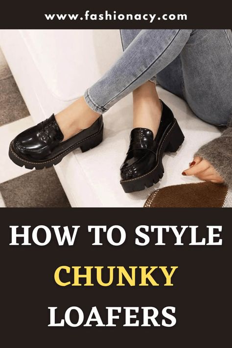 What To Wear With Black Patent Loafers, How To Wear Socks With Heels, How To Dress Loafers Women, How To Wear Loafers With Jeans, How To Wear Chunky Loafers Women, Chunky Loafers Outfit Plus Size, Shiny Loafers Outfit, Chunky Loafers With Jeans, What To Wear With Chunky Loafers