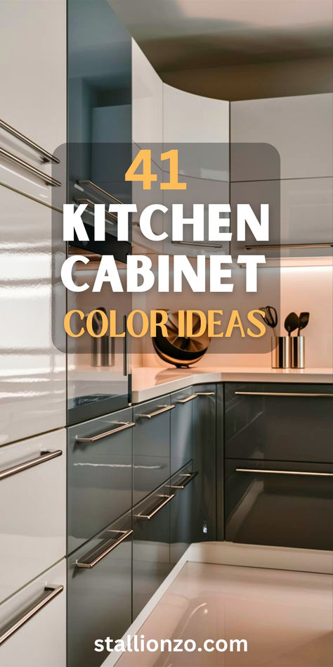 A collection of 41 kitchen cabinet color ideas to transform your space. Cool Kitchen Cabinet Colors, Kitchen Cubbard Colors, Cabinet Color With Light Wood Floors, Good Cabinet Colors, Modern Kitchen Colours Combination, Mitch Cabinet Colors, Solid Kitchen Cabinets, Kitchen Colour Theme Ideas, Great Kitchen Colors