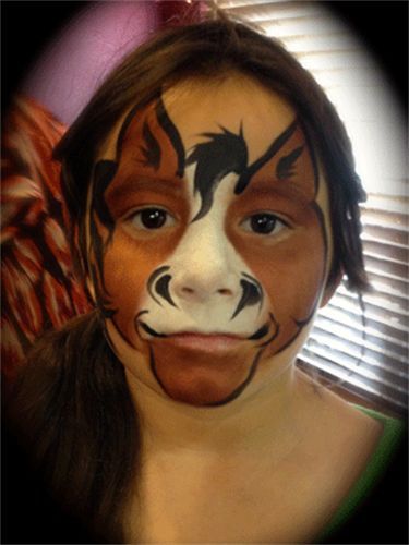 Farm Face Painting, Rodeo Face Painting Ideas, Western Face Paint, Farm Animal Face Paint, Horse Face Painting, Horse Face Paint, Horse Makeup, Dog Face Paints, Animal Face Paintings