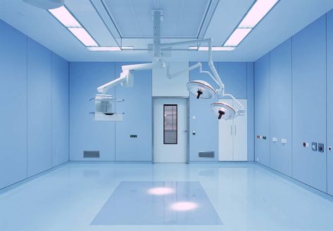 Hospital Architecture, Healthcare Architecture, Blue Hospital Aesthetic, Operating Room Design, Hospital Bedroom, Movie Moodboard, Blue Hospital, Hospital Plans, Laboratory Design