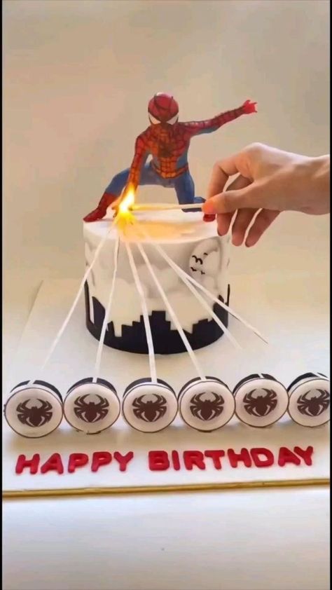 Marvel Birthday Cake, Spider Man Theme, Fire Cake, Rodjendanske Torte, Cake Designs For Boy, Cake Designs For Kids, Spiderman Birthday Cake, Baby Boy Birthday Cake, Birthday Cake For Husband