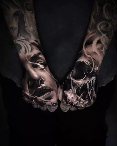 Face Hand Tattoos For Guys, Skeleton Face Hand Tattoos, Skull Hand Tattoo Design, Skull Hand Tattoos, Hand Tattoos Ideas, Hand Tattoo Design, Tiger Hand Tattoo, Tatoo 3d, Chicanas Tattoo