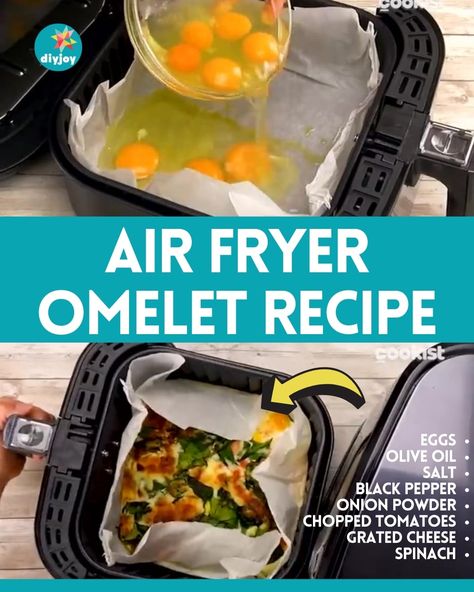 Easy Air Fryer Omelet Recipe Breakfast Omelet, Perfect Omelette, Omelette Recipe Easy, Omelets Recipe, Omelette Recipe, Easy Air Fryer, Best Breakfast Recipes, Chopped Tomatoes, Grated Cheese